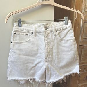 White Abercrombie High Rise Denim Short